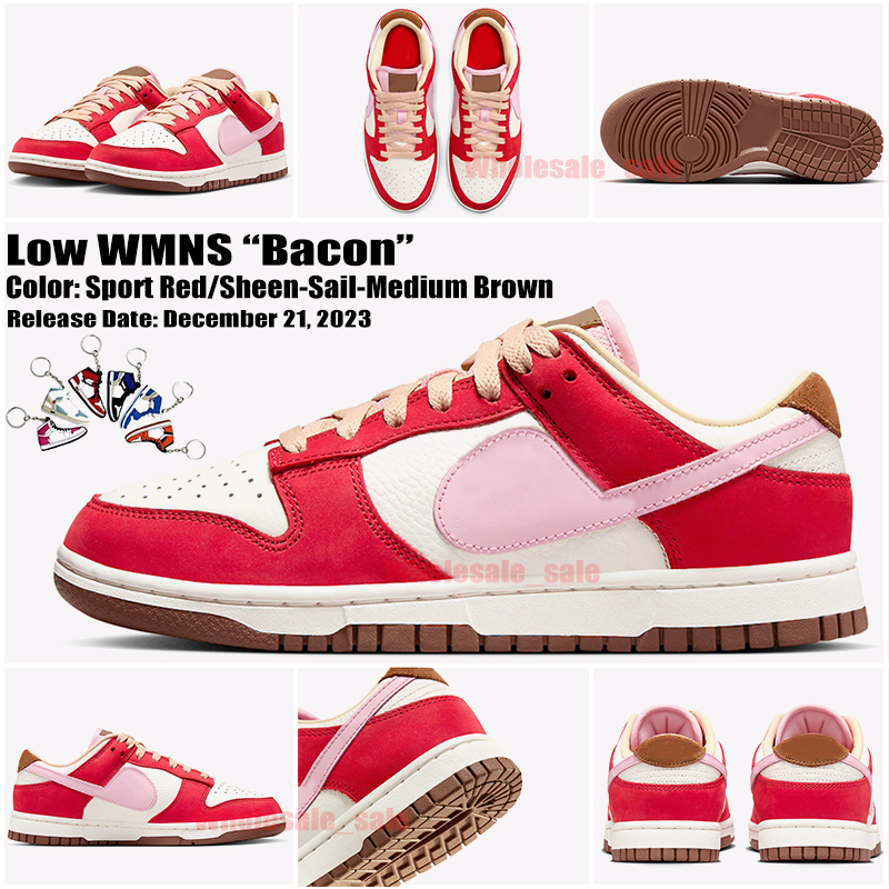 Designer Shoes Low WMNS Bacon Mens Womens Running Shoe Sport Red Sheen Sail Medium Brown Trainers Sneakers Size 36-47