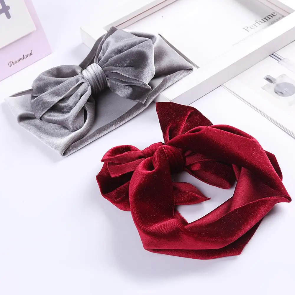 20Pcs/Lot Solid Velvet Baby Headband Autumn Winter Turban Headwraps Hair Bands for Baby Girls Handmade Hair Accessories 231228