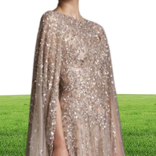 Krikor Jabotian Dresses Evening Wear With Wrap Champagne Beads Sequined A Line Prom Gowns Custom Made Formal Party Dress