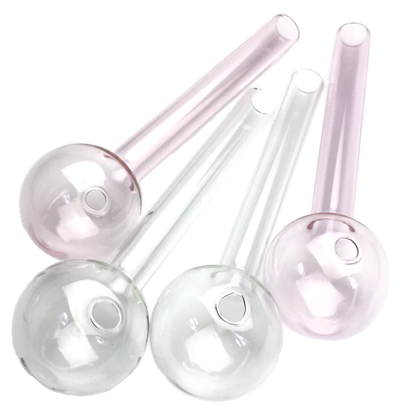 7 Inch 50mm Big Bowl Oil Burner Glass Smoking Pipe with Pink Clear Thick Pyrex Glass Oil Burner Bubbler