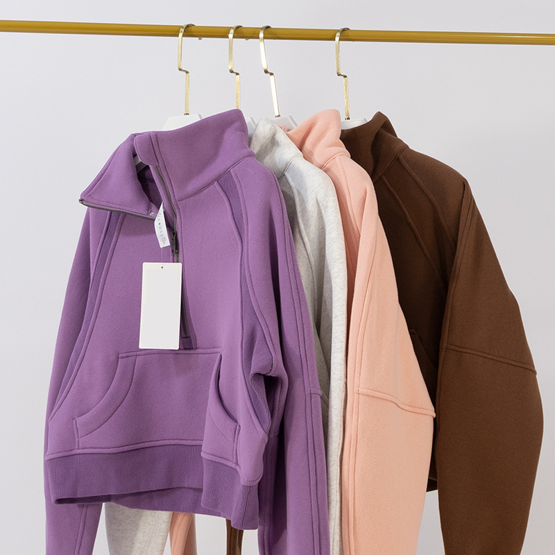 Thick Scuba Womens Yoga Hoodies Plus Velvet Jackets Autumn And Winter Hoodys Sports Half Zip Terry Designer Sweater Chothing Loose Clothes aloSport3