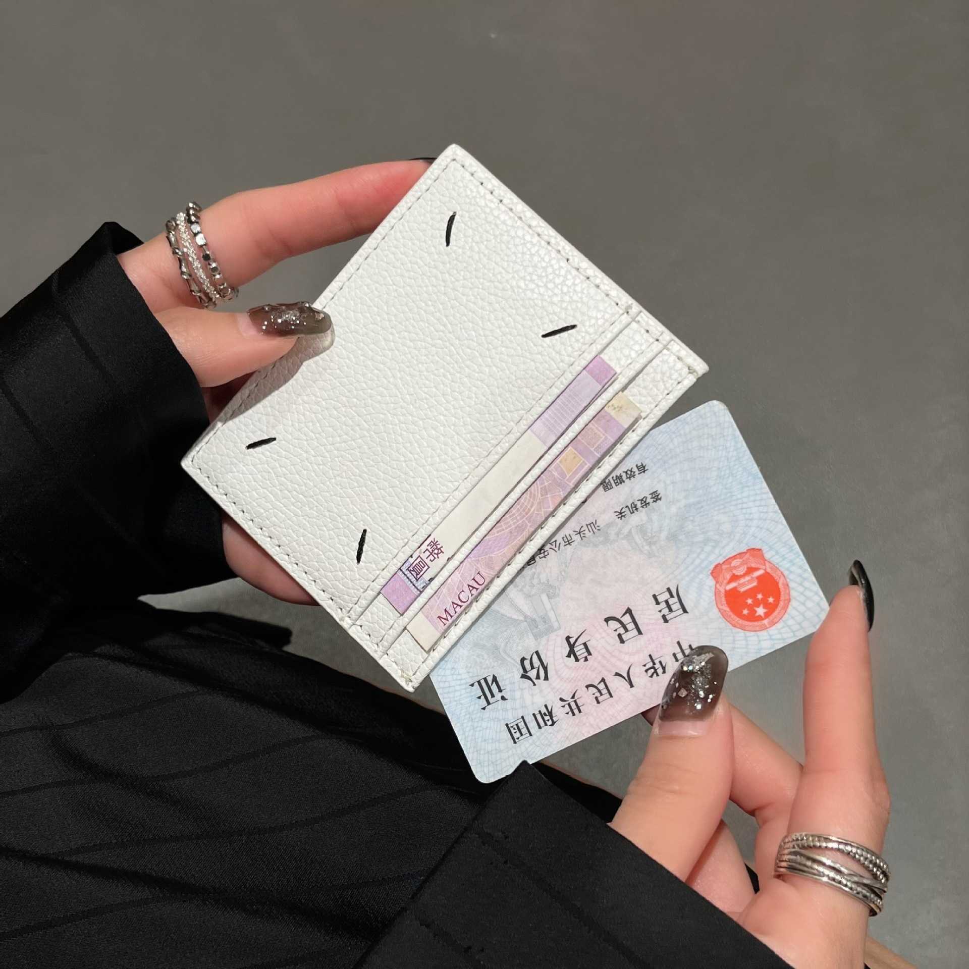 Bag Lychee Pattern Card Clip High End Quadrangular Light Pu Leather Trendy Brand 231215