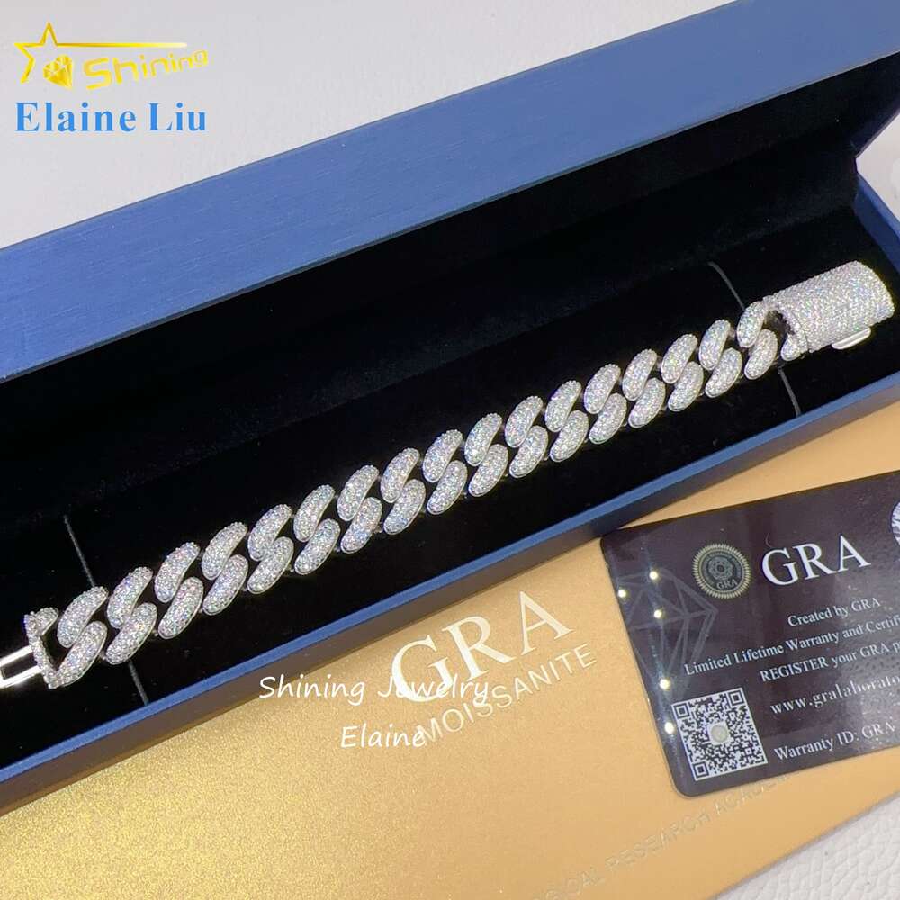necklace moissanite chain High Quality 925 Sterling Silver Iced Out Custom Hip Hop Fashion Vvs Cuabn Link