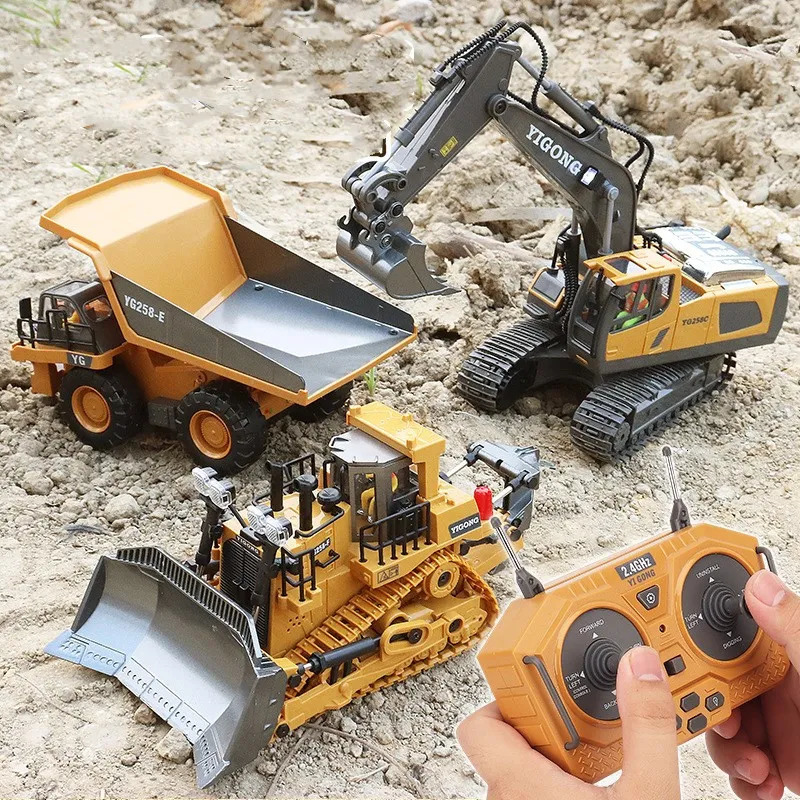 Remote Control Excavator Bulldozer Dump Truck Rc Car Toys Electric Engineering 2.4g High-Tech Vehicle Model Toys For Kids Gifts 231230