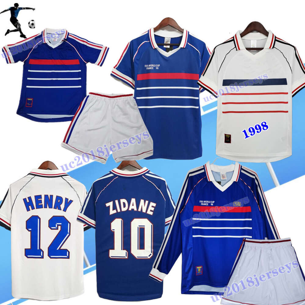 Kids kit 1998 French Classic Vintage Jersey 1982 84 86 88 90 96 98 00 02 04 06 ZIDANE Soccer Jersey MAILLOT DE FOOT MBAPPE DESAILLY HENRY