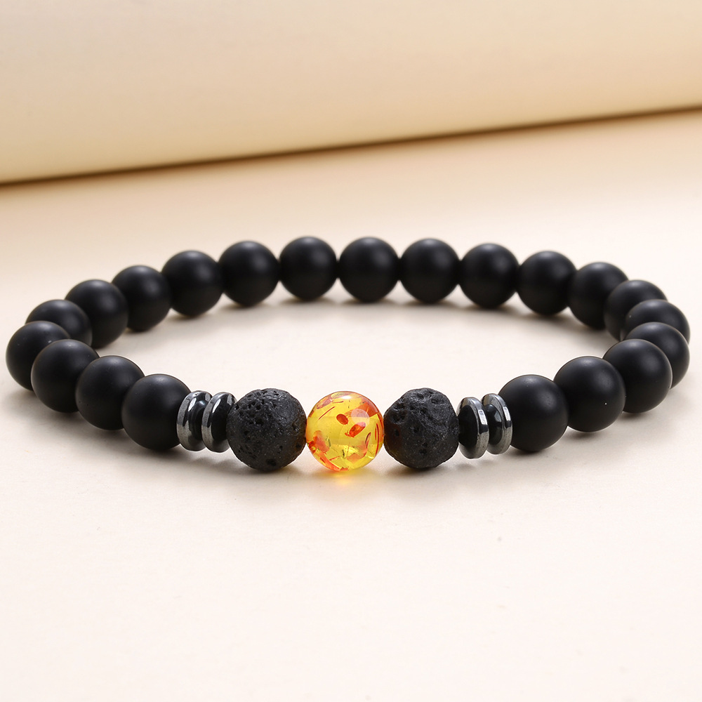 8MM Matted Black Stone Colored Tiger Eye Agates Bracelet Couple Natural Stone Energy Yoga Bracelet Women Men