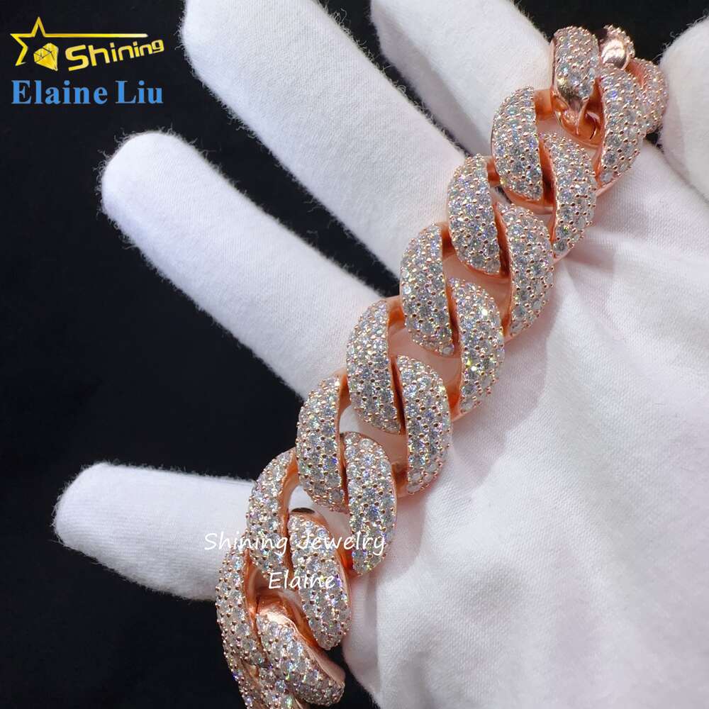 bracelet necklace mossanite Jewelry Vvs Moissanite 925 Sterling Silver Hip Hop Luxury Iced Out Fine Miami Cuban Link Chain Bracelet