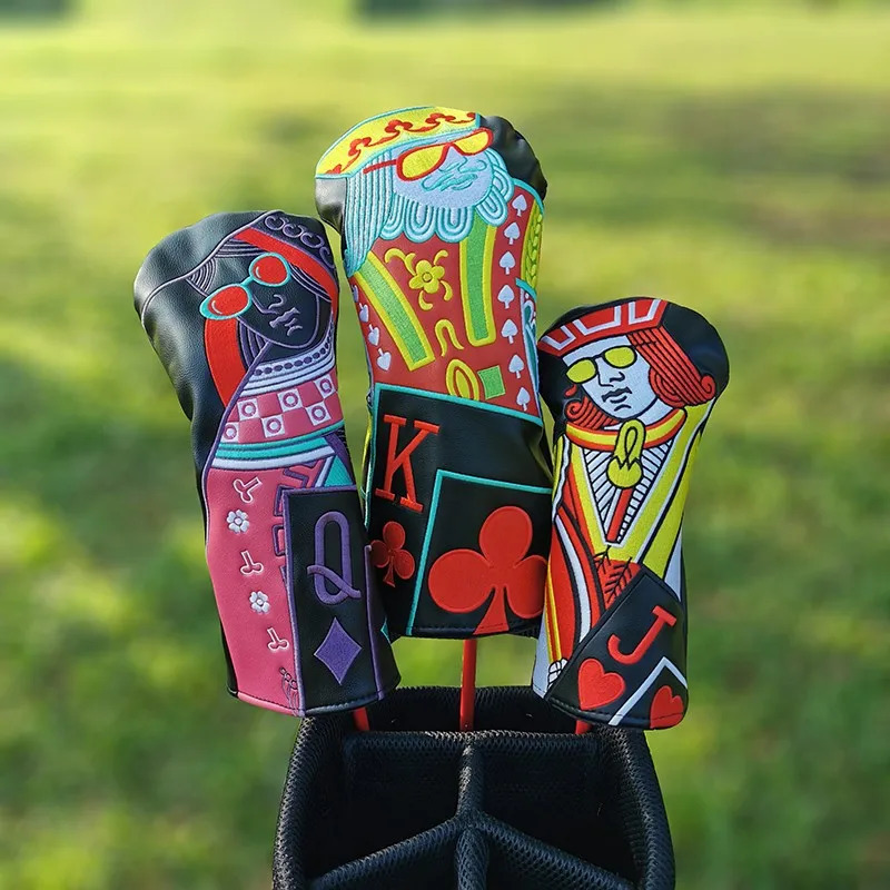 Playing card Golf Wood Cover Driver Fairway Hybrid Waterproof Protector Set PU Leather Soft Durable Golf head Club Putter Covers 231229