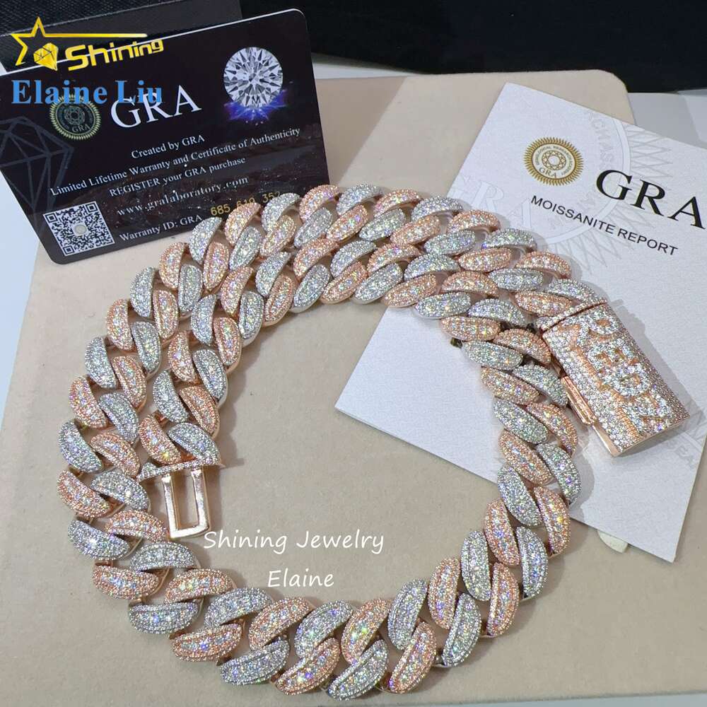 necklace moissanite chain Pass Diamond Tester Vvs Luxury 925 Sterling Silver Hip Hop Diamond Cuban Link