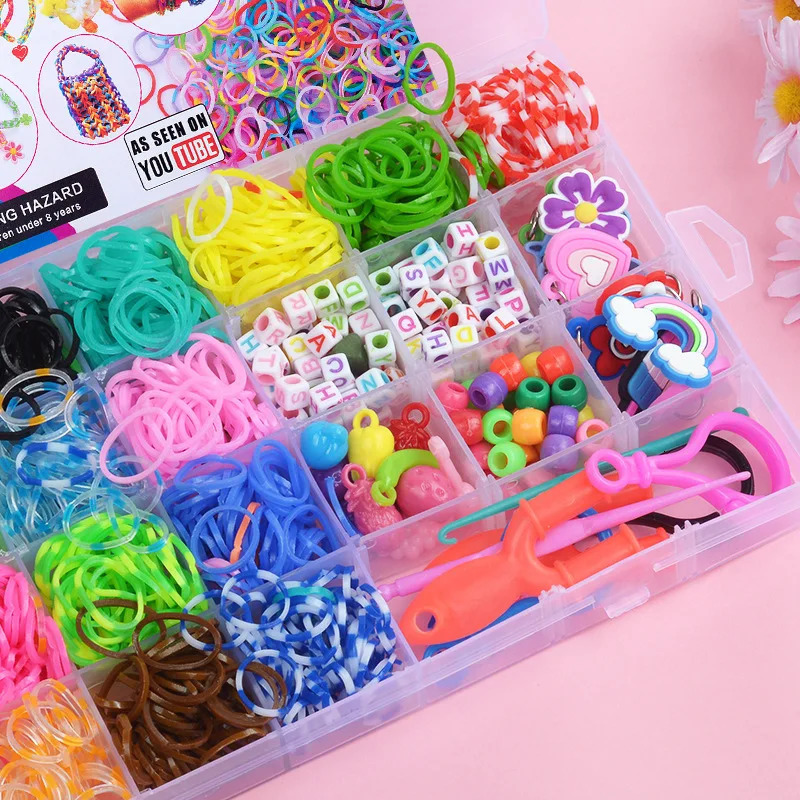 Colorful Loom Bands Set Candy Color Bracelet Making Kit DIY Rubber Band Woven Rainbow Bracelets Craft Toys for Girls Gifts 231229