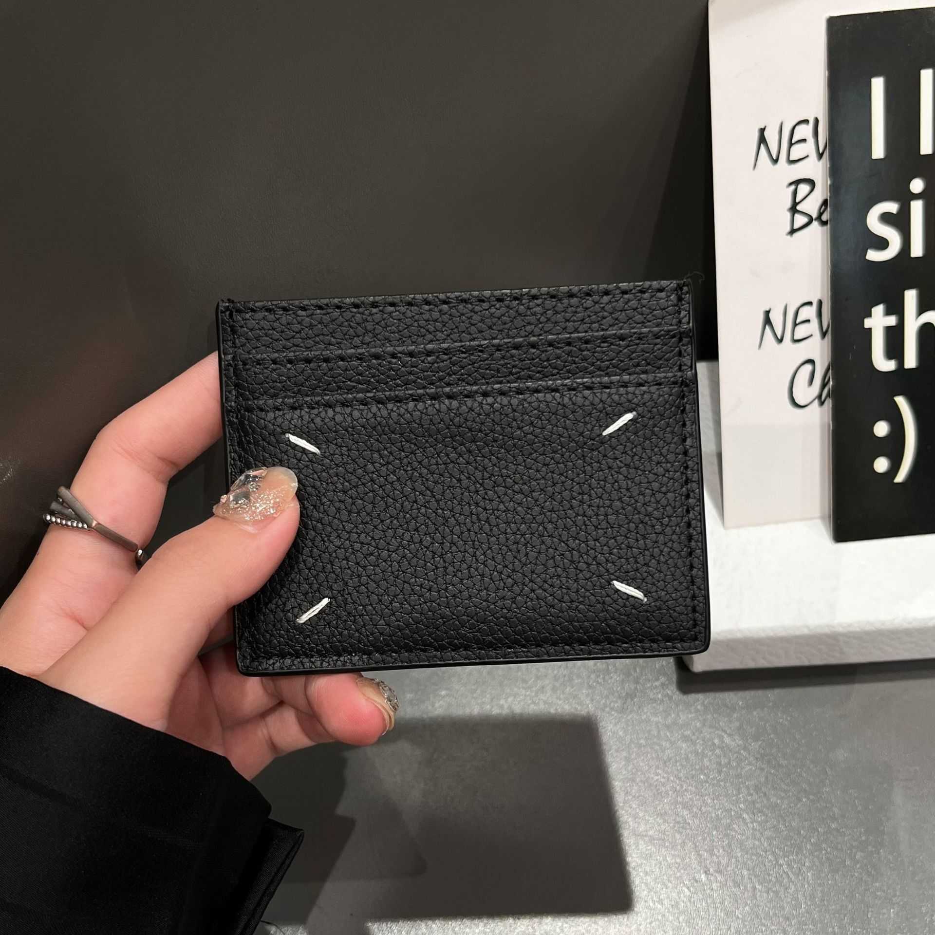 Bag Lychee Pattern Card Clip High End Quadrangular Light Pu Leather Trendy Brand 231215