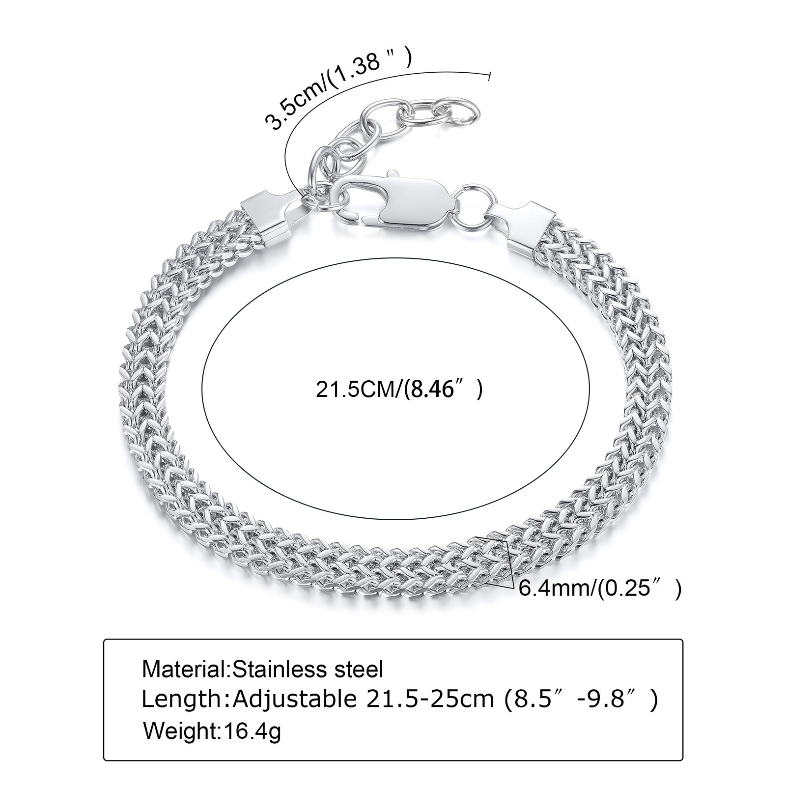 Men's Women Simple Fashion Stainless Steel Double Layer Chain Bracelet Bangle 6.4mm 8.5inch Silver Gold br11