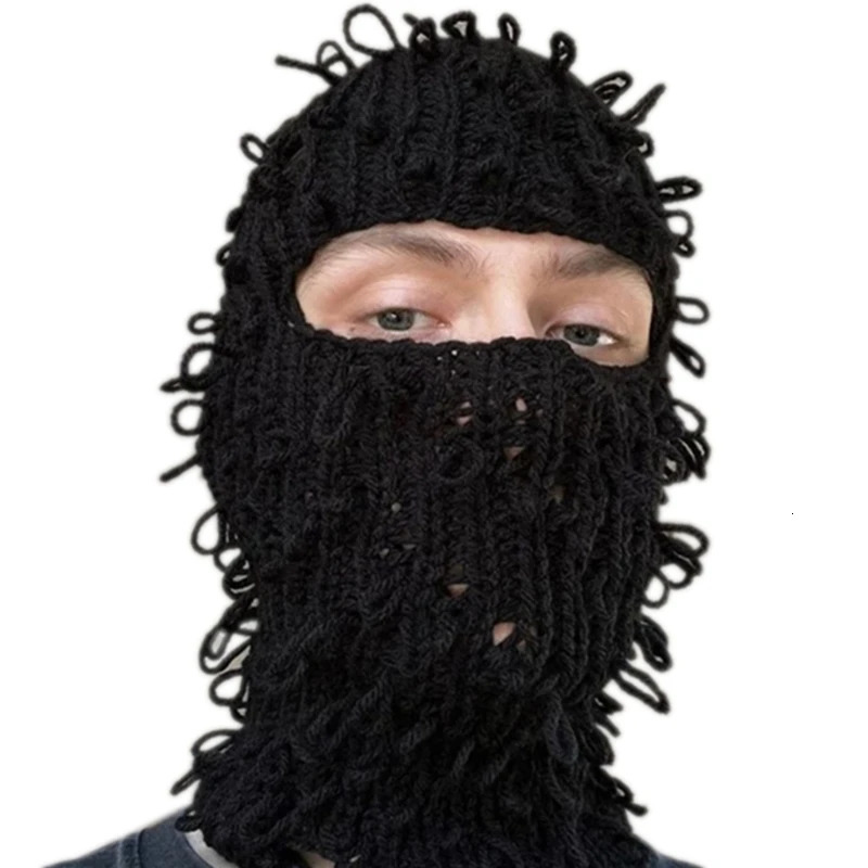 Fun Ghost Balaclava Men Costume Hats Halloween Gift Warm Soft Crochet Bucket Hat Halloween Gift Warm Soft Balaclava Hat 231229