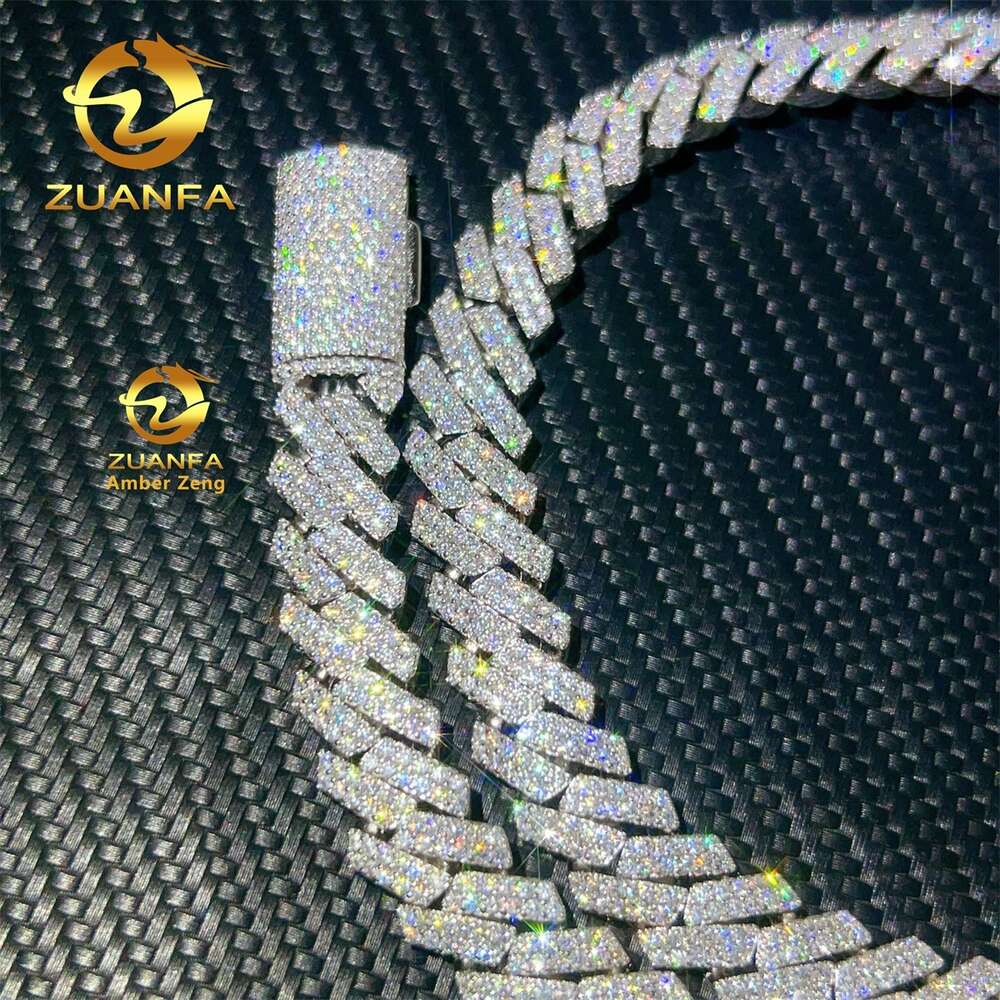 13mm Real Gold Plating Trendy 925 Silver Necklace Moissanite Cuban Link Chain Hip Hop Jewelry Iced Out