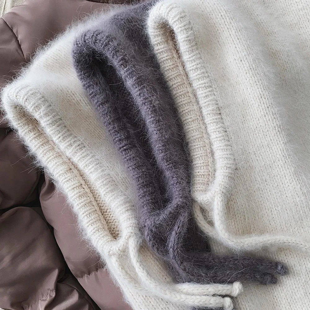 Winter Hats for Women Girls Warm Hooded Scarf Beanie for Female Youth Balaclava Kniting Skull Cap Ear Flap 231229