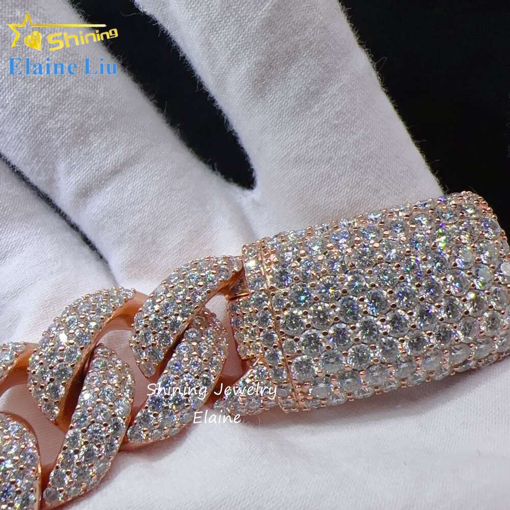 bracelet necklace mossanite Jewelry Vvs Moissanite 925 Sterling Silver Hip Hop Luxury Iced Out Fine Miami Cuban Link Chain Bracelet