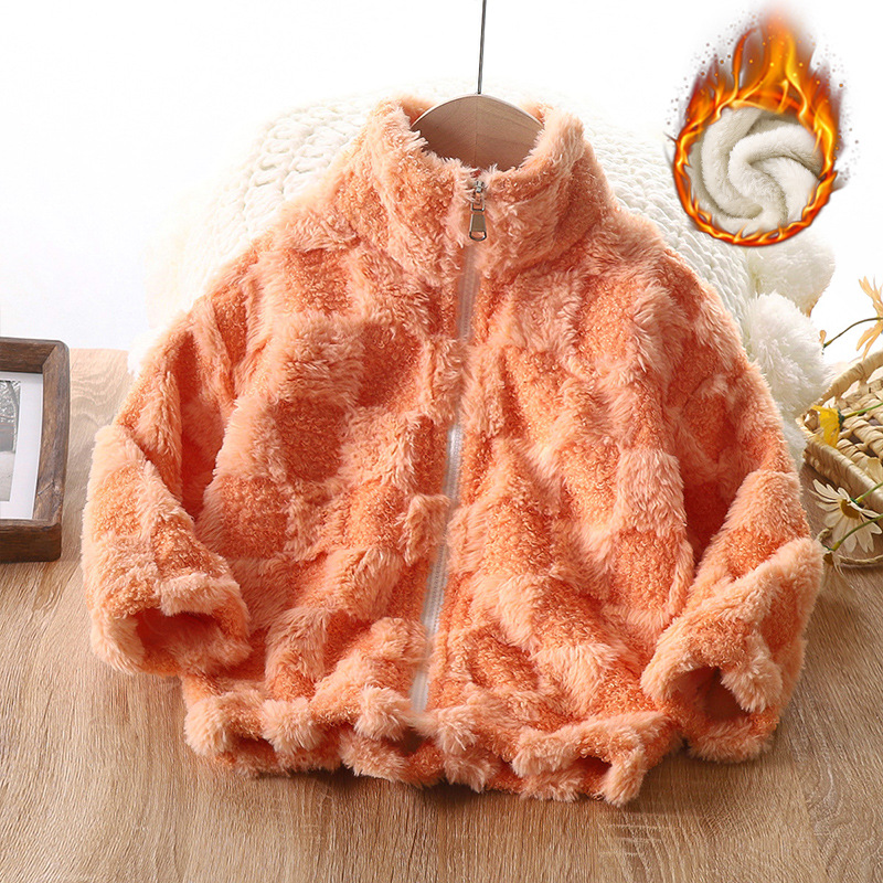 Kids Clothes Plush Jackets Winter Thickened Cardigan Coats Boys Girls Warm Outwears Toddler Youth Children Clothing Pink Blue Grey Coffee g9he#