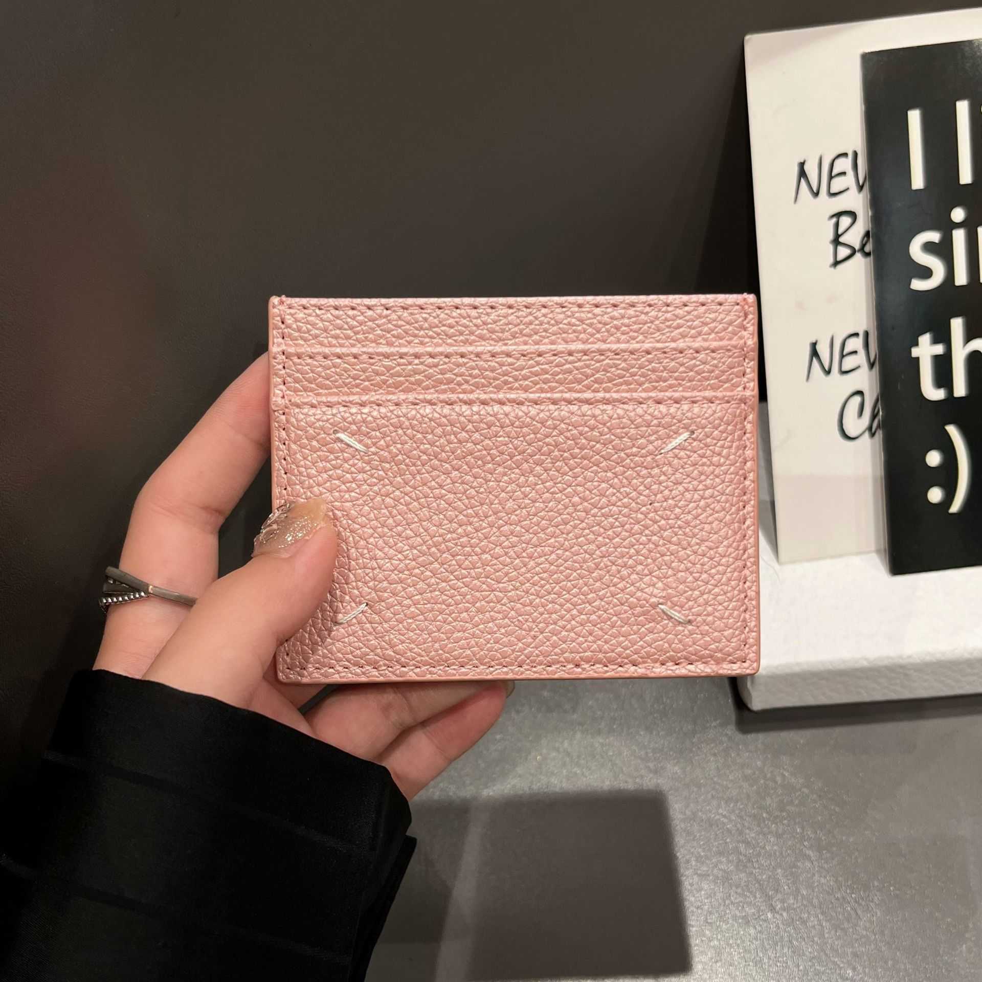 Bag Lychee Pattern Card Clip High End Quadrangular Light Pu Leather Trendy Brand 231215