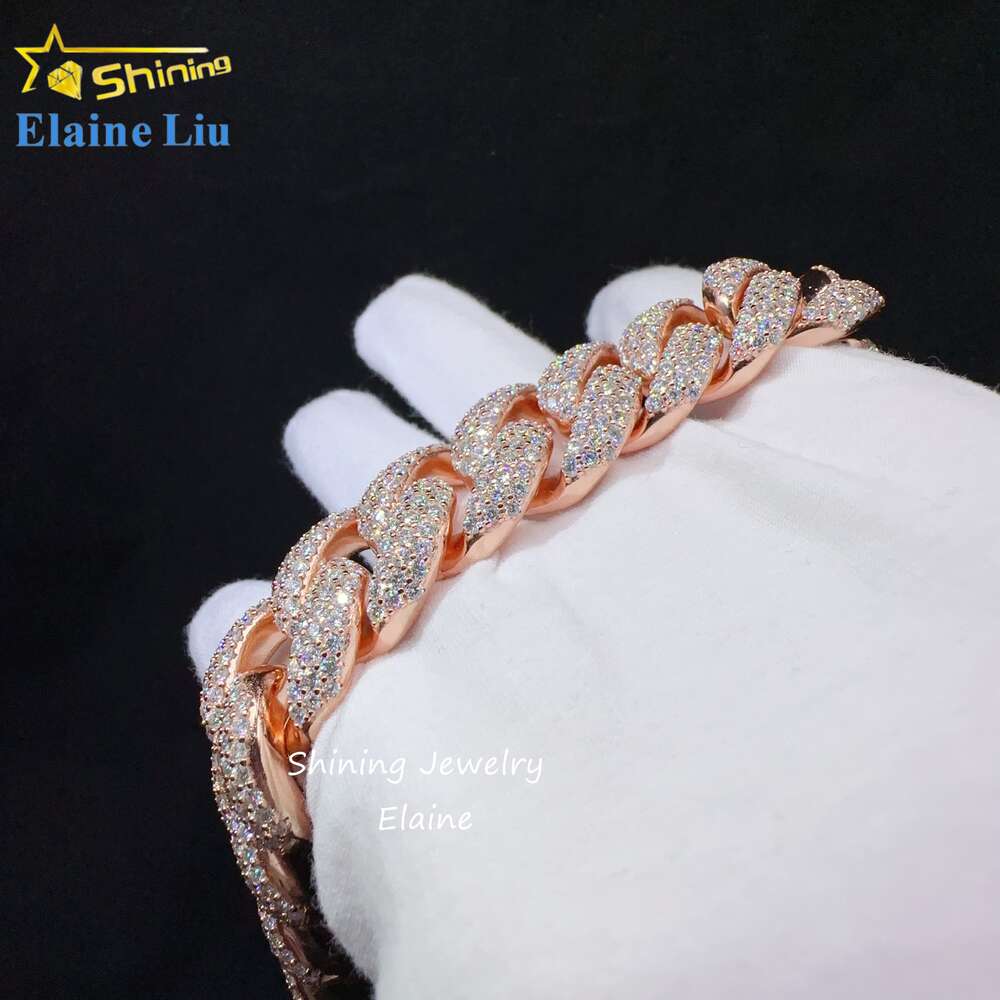 bracelet necklace mossanite Jewelry Vvs Moissanite 925 Sterling Silver Hip Hop Luxury Iced Out Fine Miami Cuban Link Chain Bracelet