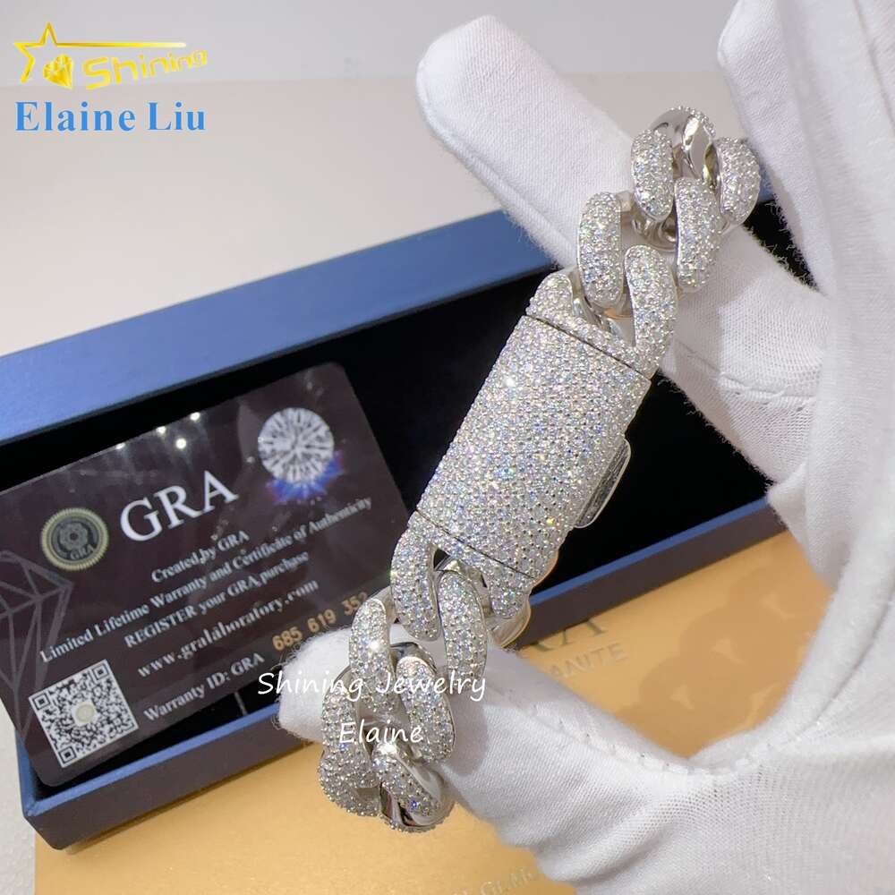 necklace moissanite chain High Quality 925 Sterling Silver Iced Out Custom Hip Hop Fashion Vvs Cuabn Link