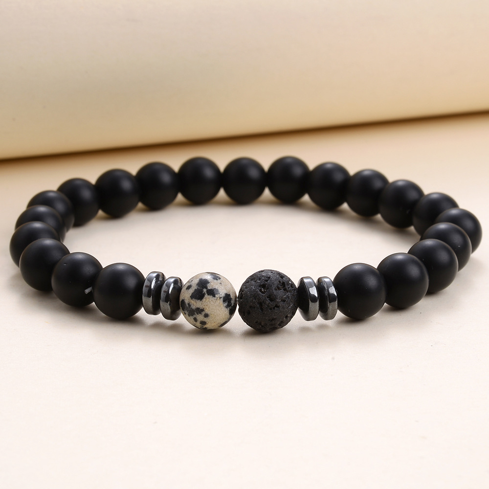 8MM Matted Black Stone Colored Tiger Eye Agates Bracelet Couple Natural Stone Energy Yoga Bracelet Women Men