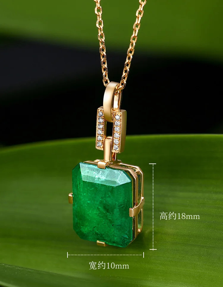 Solid 14K Gold 45cm Necklace Emerald Pierscionki Bizuteria Wedding Pendant Women Emerald Gemstone Pendant Pierscionki Jewellry 231229