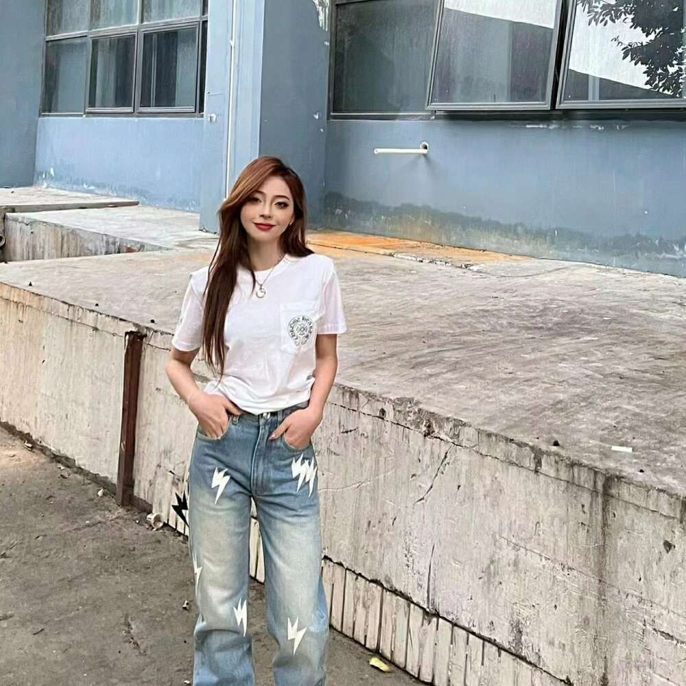 High street loose-fitting straight wash fashion brand pants Lightning pants