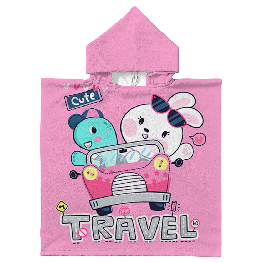 Kids Hooded Bath Towels Boys Girls Cartoon Printed Toddler Baby Beach Washcloth Children Youth Kid Robes Absorbent Wearable Towel 23.6*23.6 inch Z1gL#