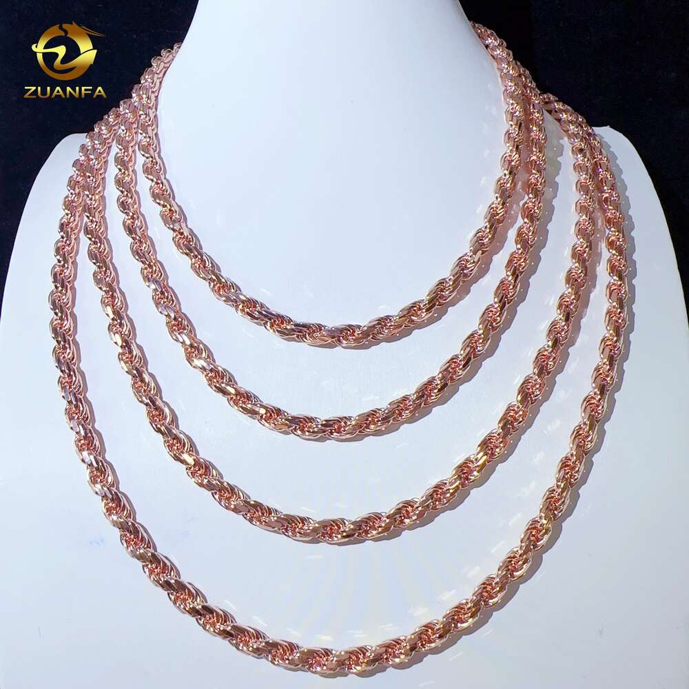 Hip Hop 6mm 925 Sterling Silver Necklace with Moissanite Clasp Iced Out Rope Chains for Men Women