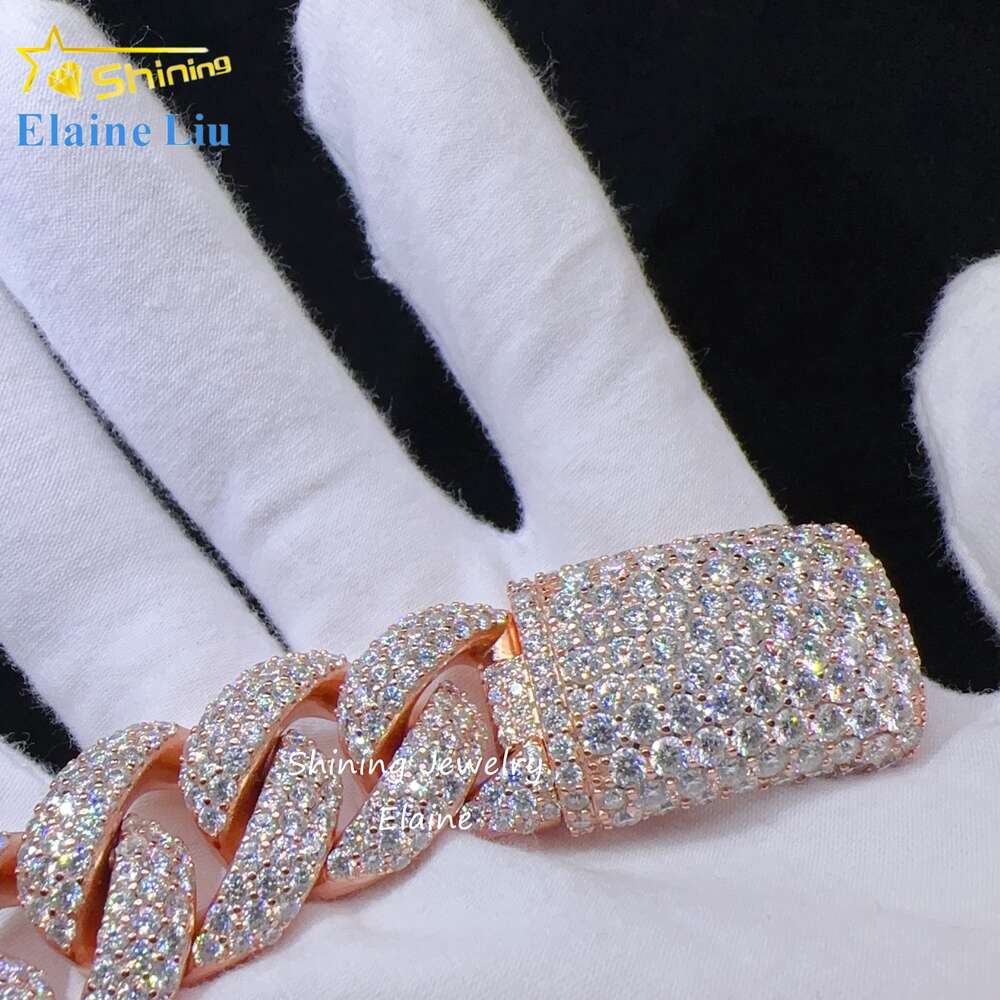 bracelet necklace mossanite Jewelry Vvs Moissanite 925 Sterling Silver Hip Hop Luxury Iced Out Fine Miami Cuban Link Chain Bracelet