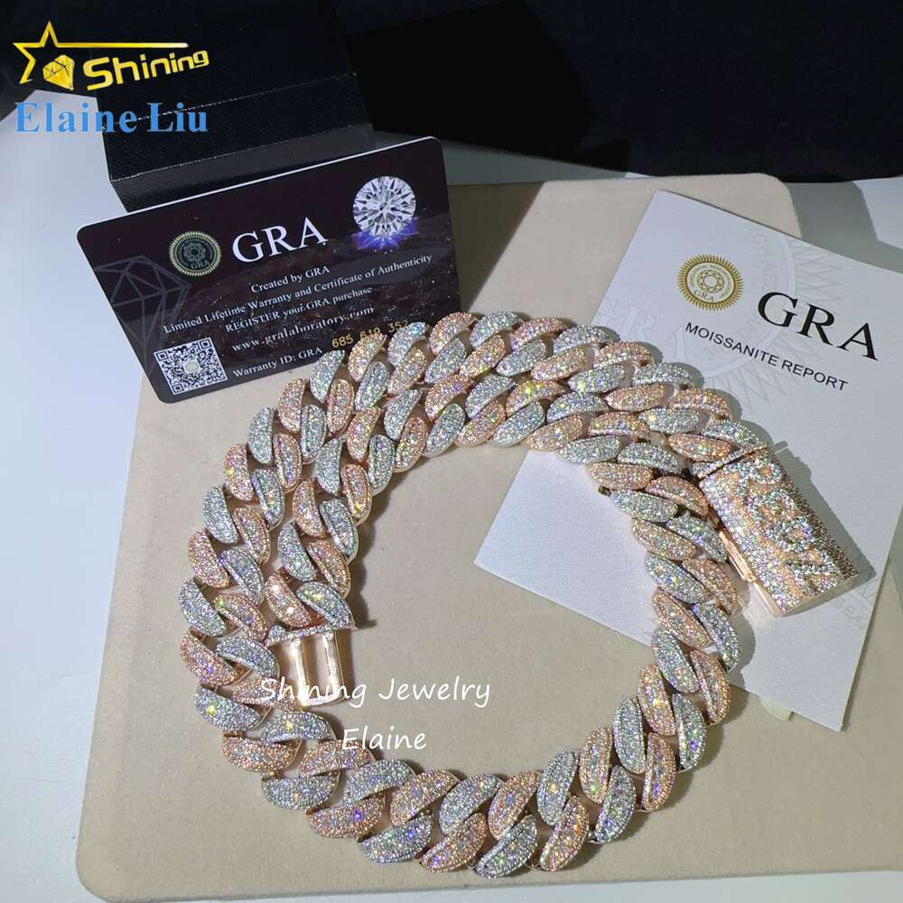 necklace moissanite chain Pass Diamond Tester Vvs Luxury 925 Sterling Silver Hip Hop Diamond Cuban Link