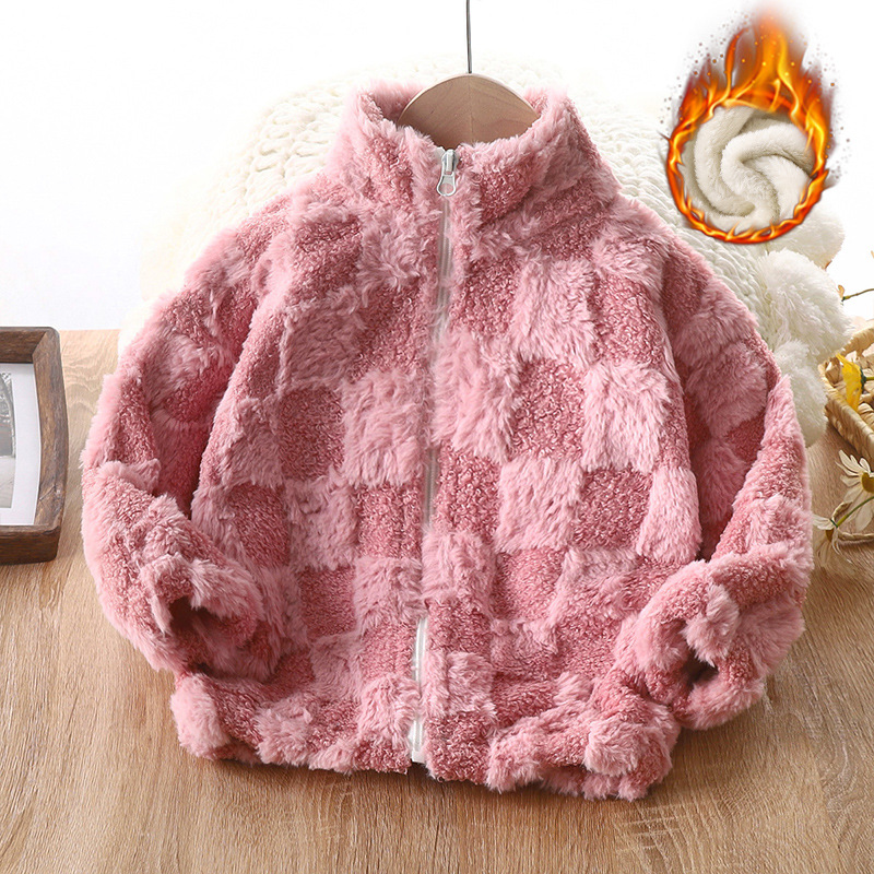 Kids Clothes Plush Jackets Winter Thickened Cardigan Coats Boys Girls Warm Outwears Toddler Youth Children Clothing Pink Blue Grey Coffee g9he#