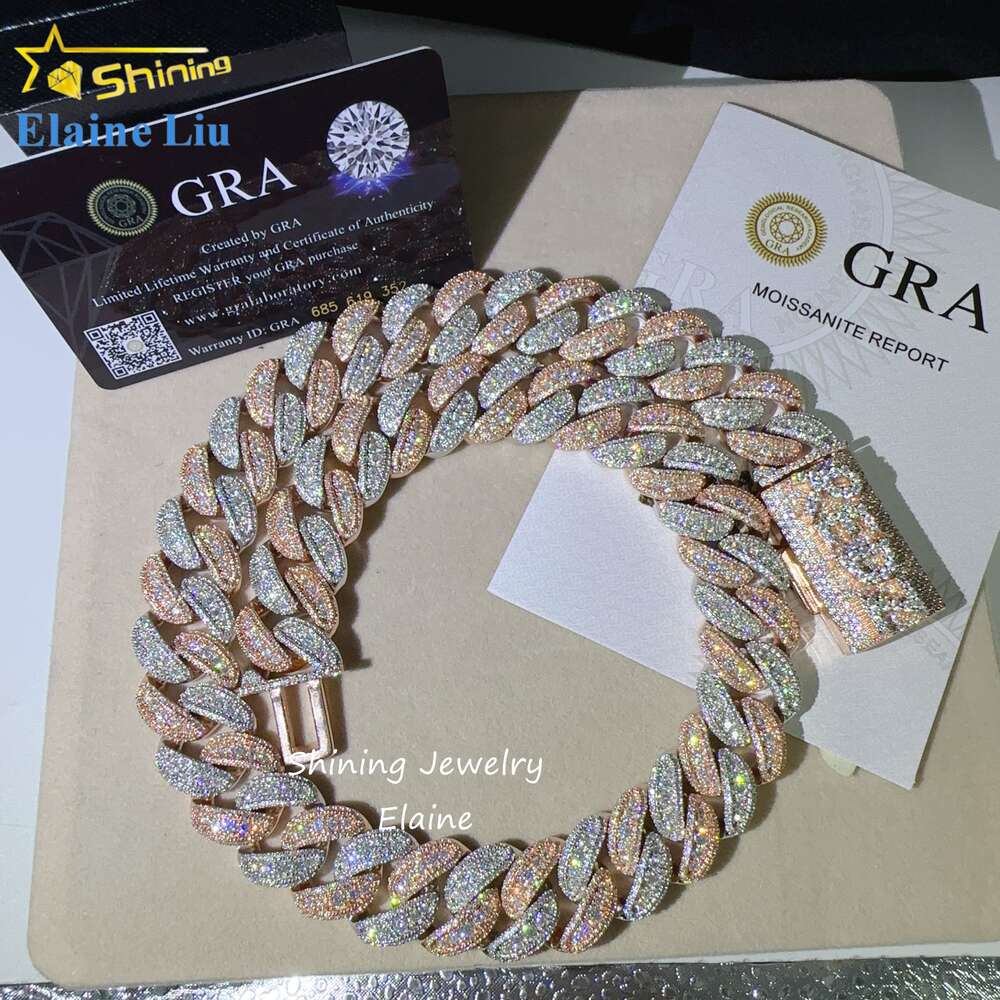 necklace moissanite chain Pass Diamond Tester Vvs Luxury 925 Sterling Silver Hip Hop Diamond Cuban Link