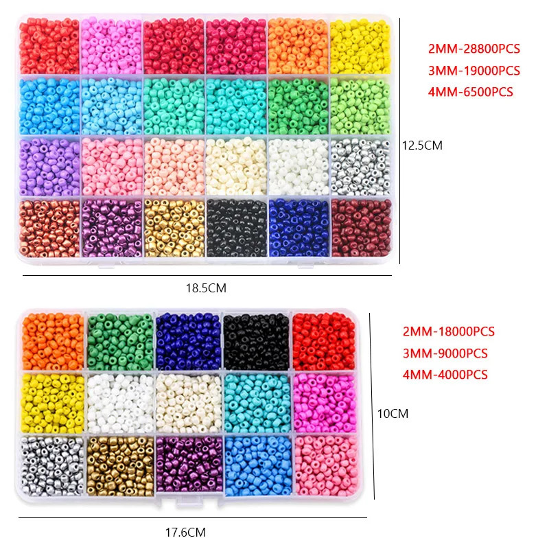 Wholesale 2mm 3mm 4mm Glass Seed Beads Kit Czech Seed Beads Round Beads For DIY Bracelet Necklace Jewelry Accessories 24 Colors 231229CJ