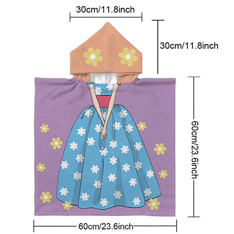 Kids Hooded Bath Towels Boys Girls Cartoon Printed Toddler Baby Beach Washcloth Children Youth Kid Robes Absorbent Wearable Towel 23.6*23.6 inch Z1gL#
