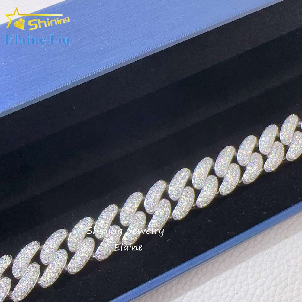 necklace moissanite chain High Quality 925 Sterling Silver Iced Out Custom Hip Hop Fashion Vvs Cuabn Link
