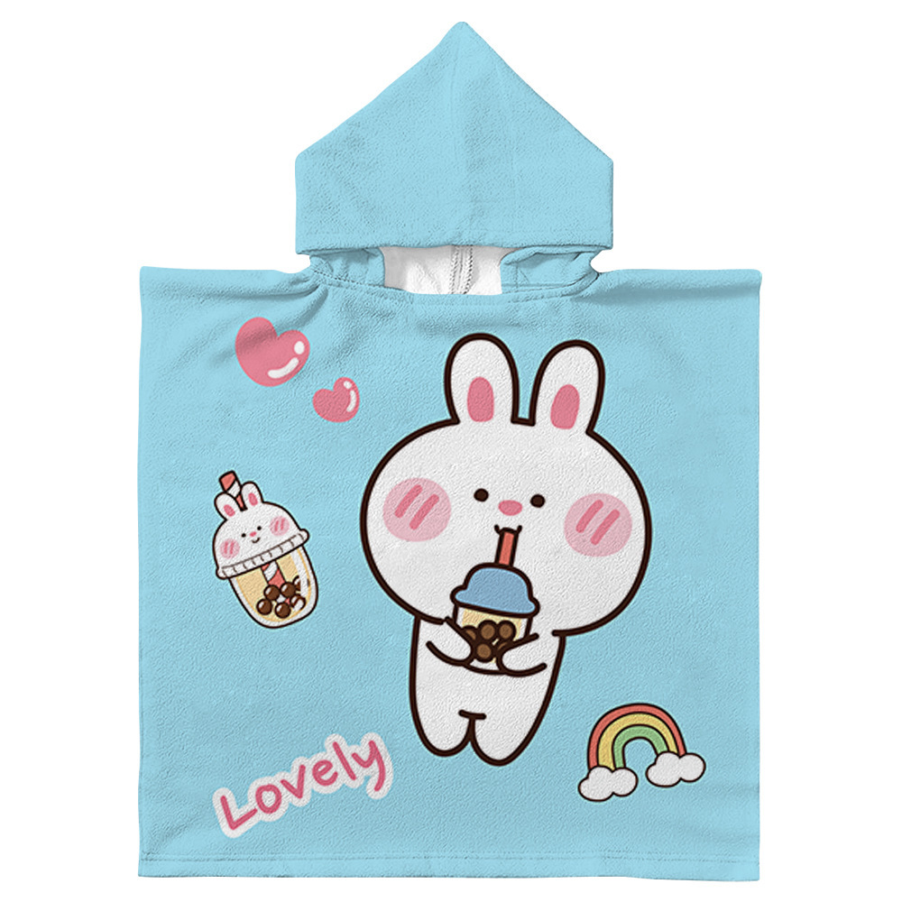 Kids Hooded Bath Towels Boys Girls Cartoon Printed Toddler Baby Beach Washcloth Children Youth Kid Robes Absorbent Wearable Towel 23.6*23.6 inch Z1gL#