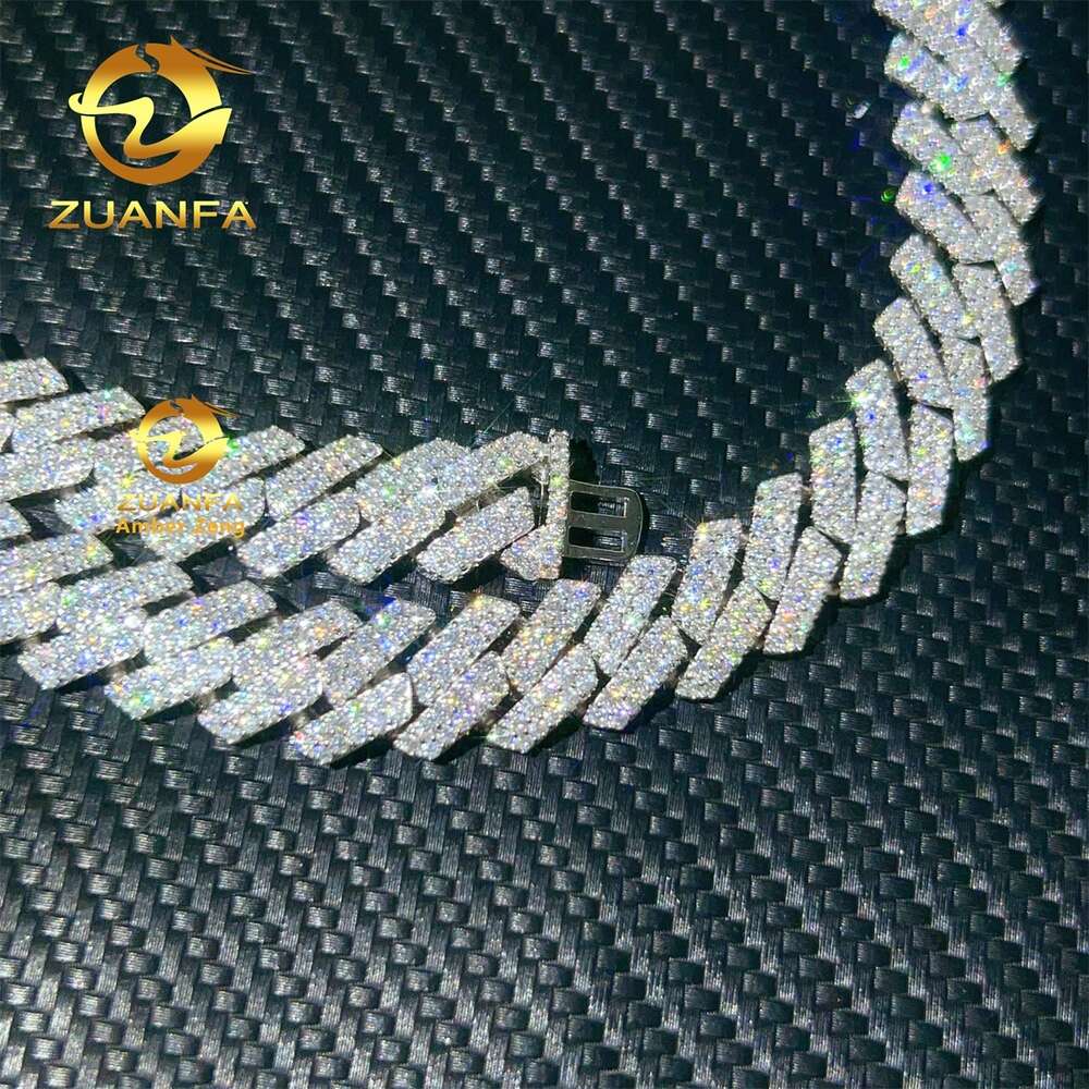 13mm Real Gold Plating Trendy 925 Silver Necklace Moissanite Cuban Link Chain Hip Hop Jewelry Iced Out