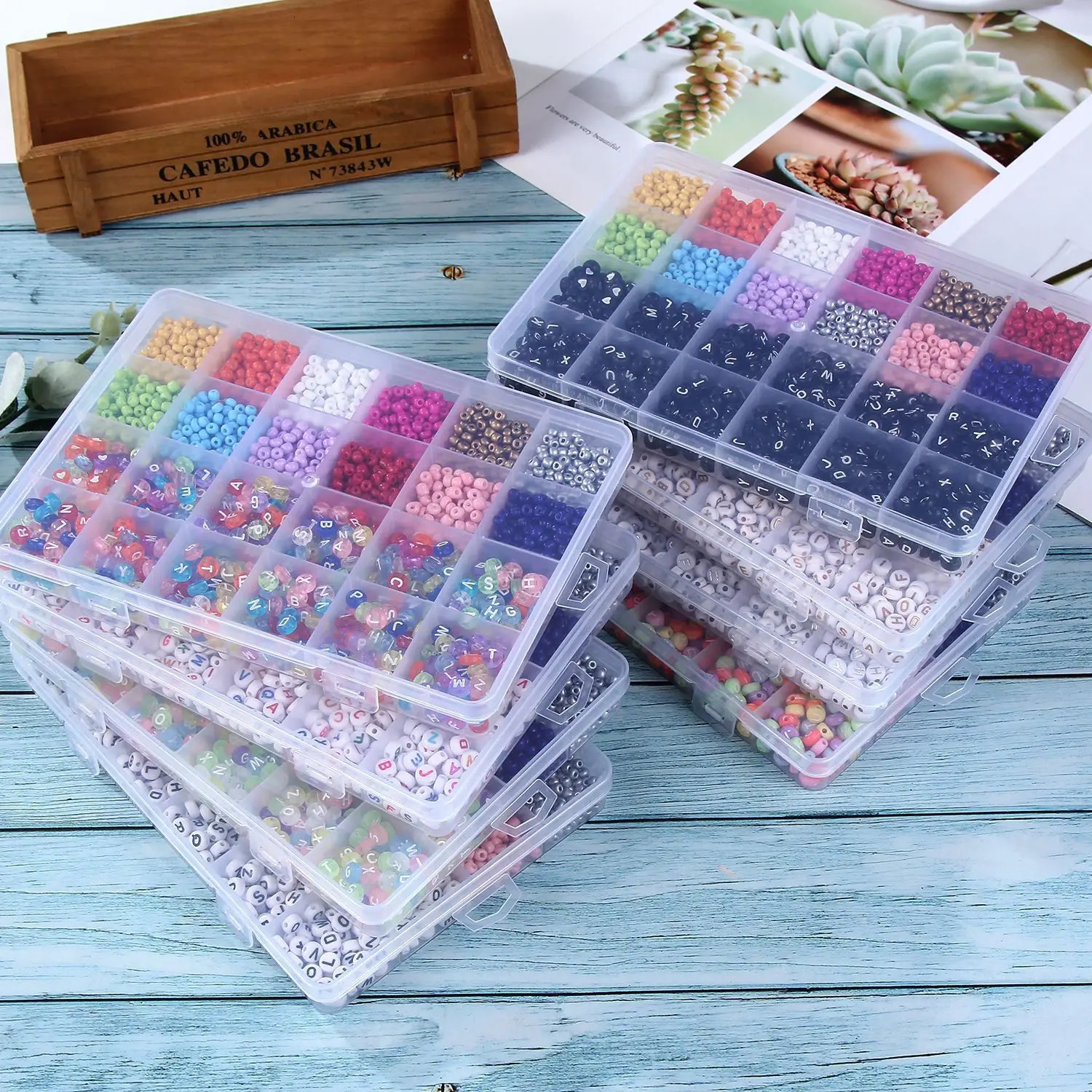 Round Acrylic Letter Glass Seed Beads Set For Bracelet Jewelry Making Bulk Needlework DIY Accessories Plastic Alphabet Bead Kits 231229