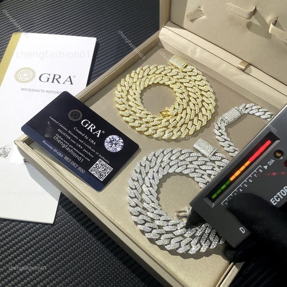 jewelry chains for men 14mm bracelet women sier k chain pass dia tester GRA VVS moissanite cuban necklace personalize gift