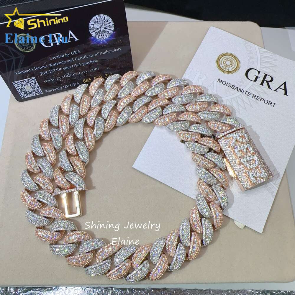 necklace moissanite chain Pass Diamond Tester Vvs Luxury 925 Sterling Silver Hip Hop Diamond Cuban Link