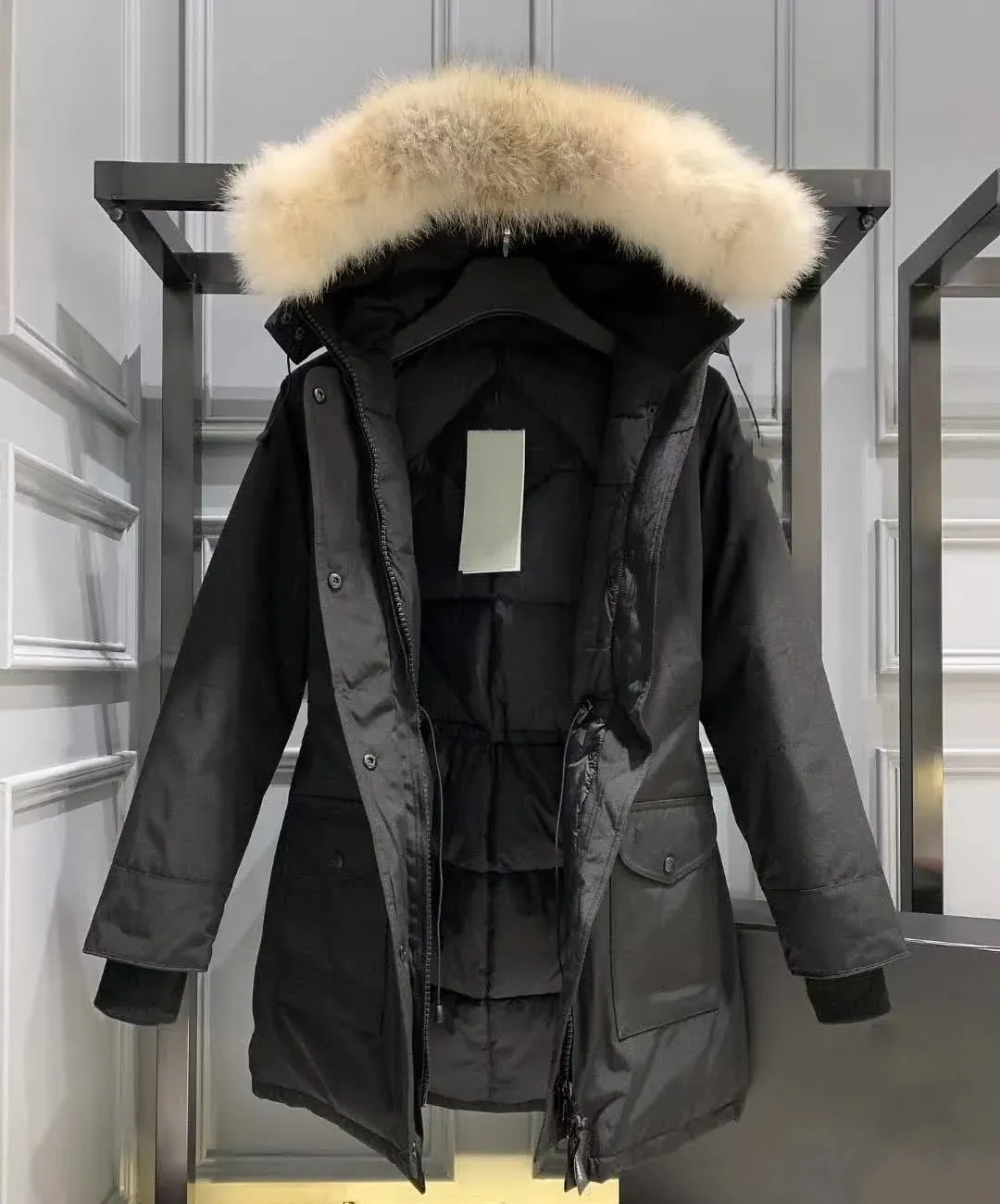 Women's Parkas Designer Womens Down Jacket Canadian Fashion Brand Gooses Long Coat Pocket Fur Collar Thermal Top Female Autumn And Winter Large Clothing
