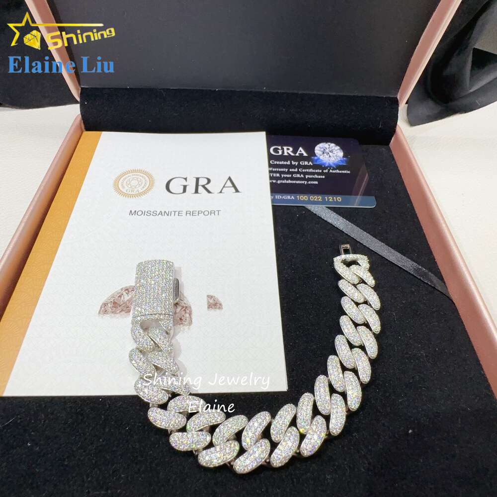 necklace moissanite chain High Quality 925 Sterling Silver Iced Out Custom Hip Hop Fashion Vvs Cuabn Link