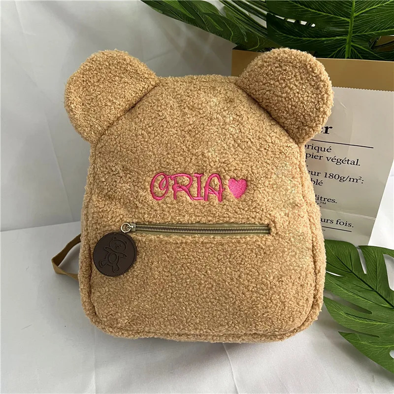 Personalized Embroidery Toddler Backpack Lightweight Plush Bear Preschool Bag Kids Custom NameBackpack for Boys Girls Ladies 231229