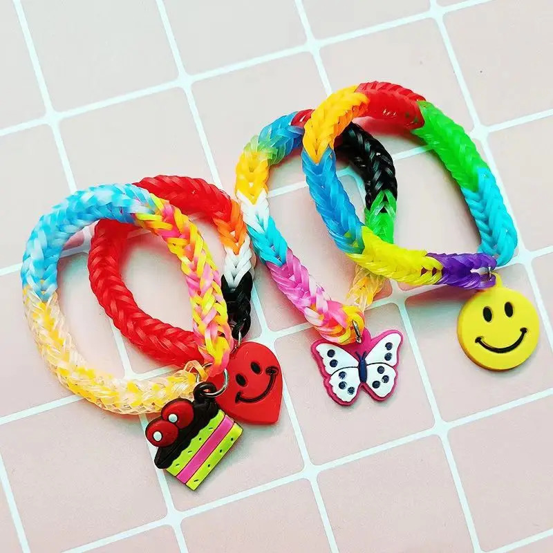 Colorful Loom Bands Set Candy Color Bracelet Making Kit DIY Rubber Band Woven Rainbow Bracelets Craft Toys for Girls Gifts 231229