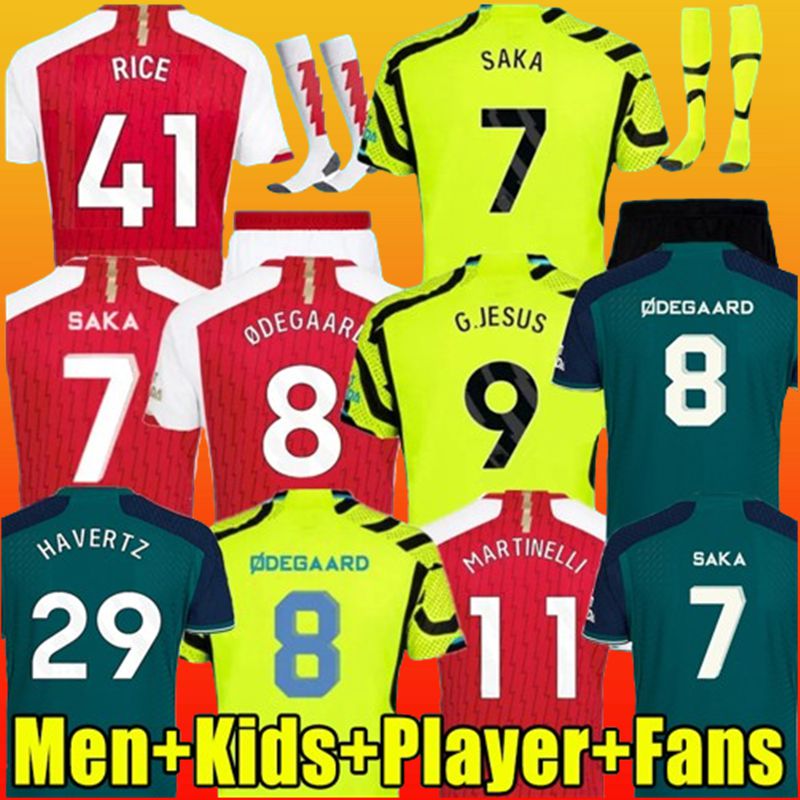 SAKA Jersey JESUS ODEGAARD RICE HAVERTZ 24 25 Gunners MARTINELLI SMITH ROWE THOMAS NKETIAH ZINCHENKO SALIBA TROSSARD Football Shirt Men Kids Sets Child Kit