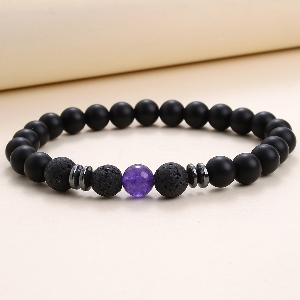 8MM Matted Black Stone Colored Tiger Eye Agates Bracelet Couple Natural Stone Energy Yoga Bracelet Women Men