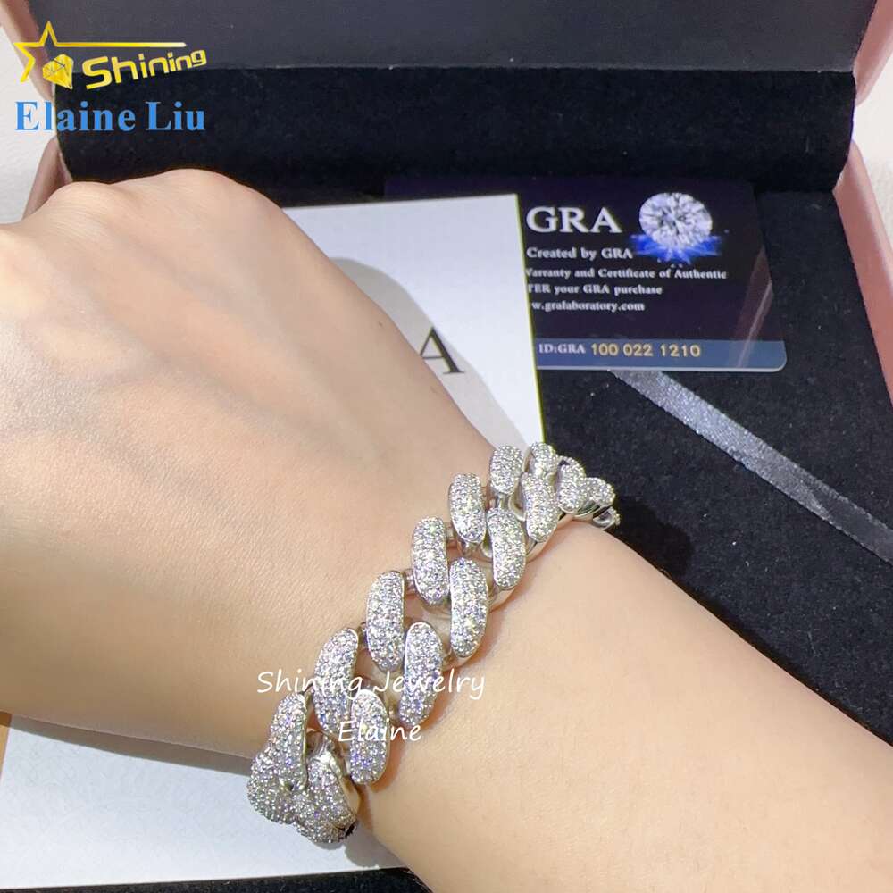 necklace moissanite chain High Quality 925 Sterling Silver Iced Out Custom Hip Hop Fashion Vvs Cuabn Link