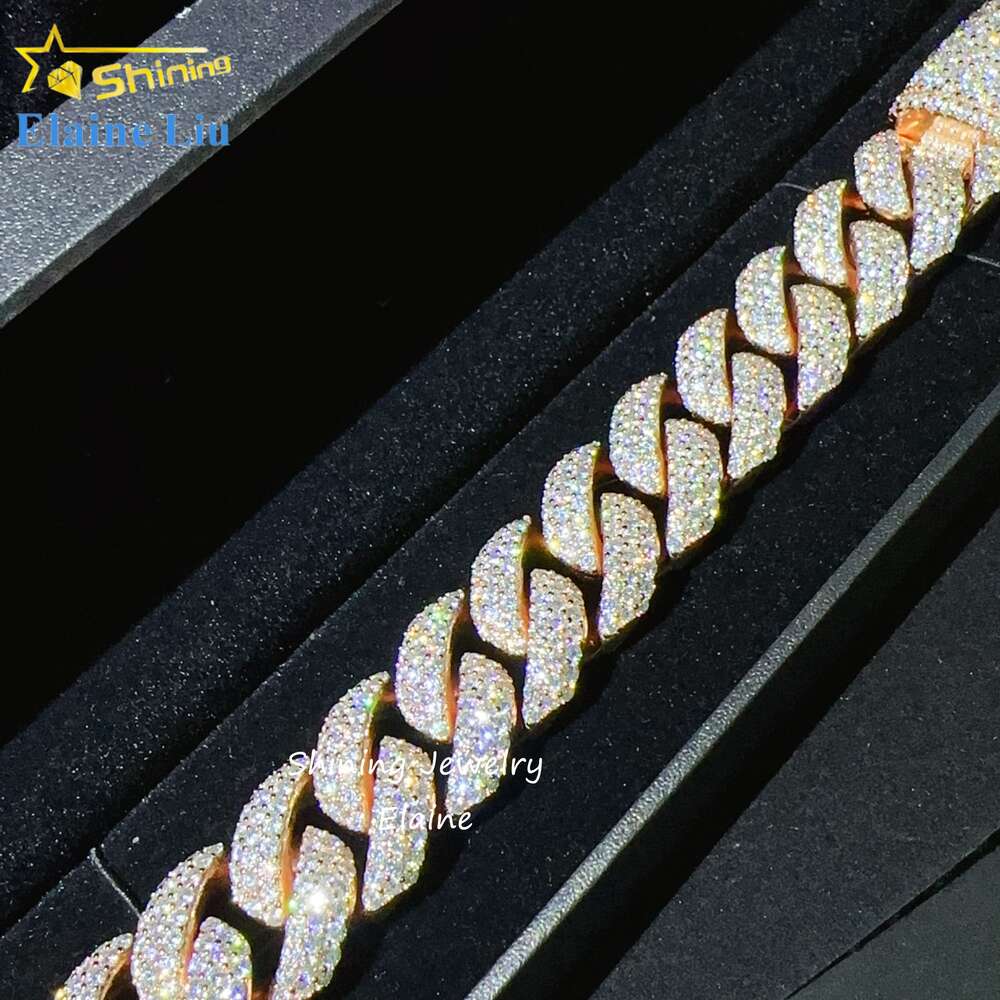 bracelet necklace mossanite Jewelry Vvs Moissanite 925 Sterling Silver Hip Hop Luxury Iced Out Fine Miami Cuban Link Chain Bracelet