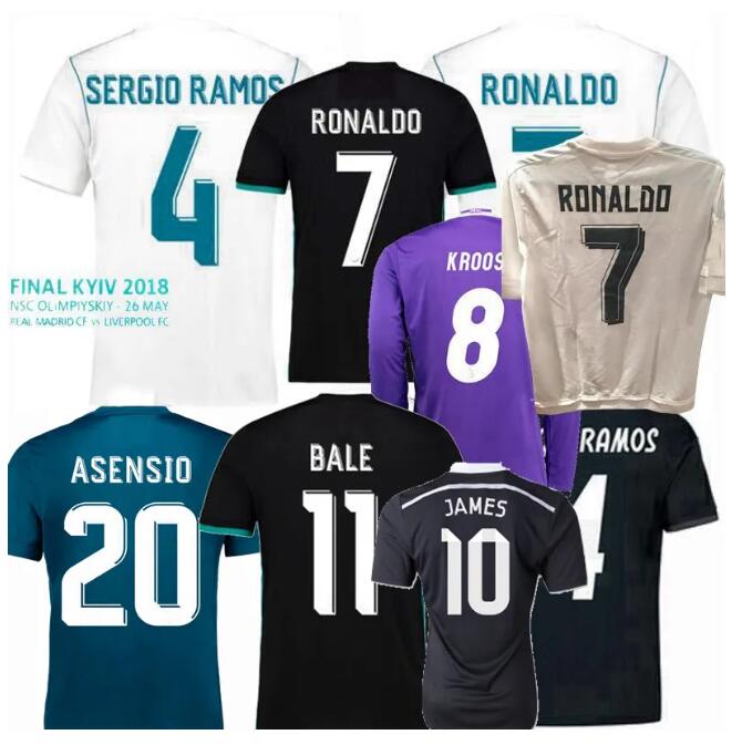Retro classic Real soccer jerseys Ronaldo long sleeves 2013 2014 15 16 17 18 BENZEMA MARCELO ISCO NACHO CARVAJAL ASENSIO BALE SERGIO RAMOS MadridS home football shirt